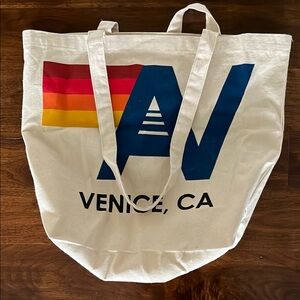 Aviator Nation Canvas Tote with Blue and Multicolor Design